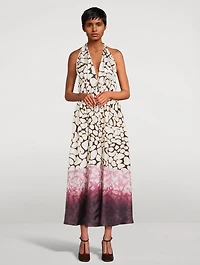 Deana Mixed-Print Poplin Halter Dress