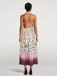 Deana Mixed-Print Poplin Halter Dress