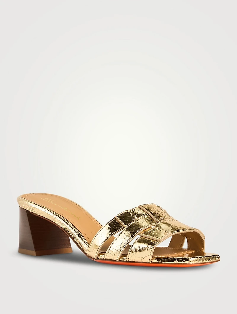 Venere Metallic Leather Mules