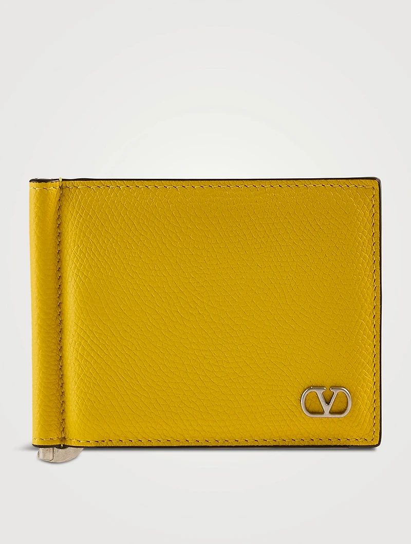 VLogo Leather Bill Clip Wallet