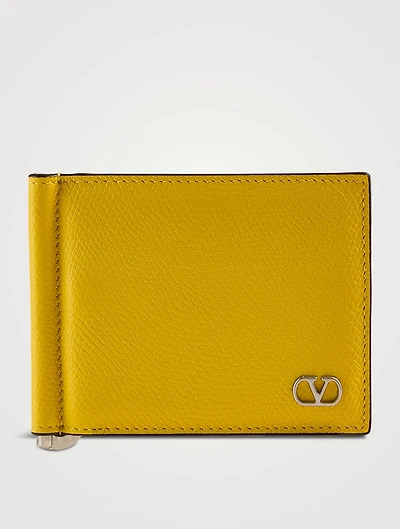 VLogo Leather Bill Clip Wallet