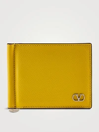VLogo Leather Bill Clip Wallet
