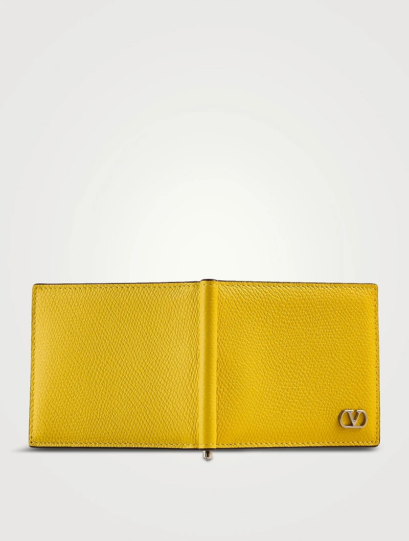VLogo Leather Bill Clip Wallet