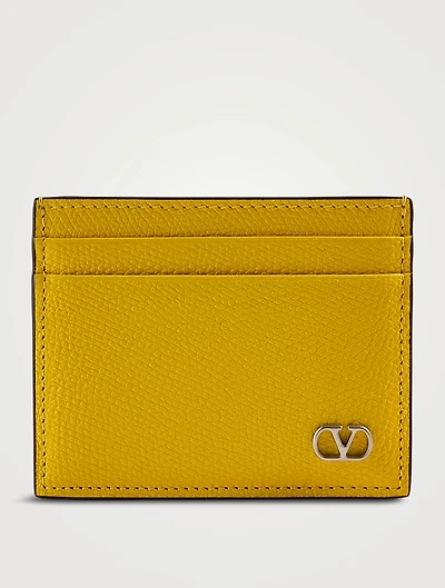 VLogo Signature Grained Leather Card Case