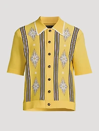 Starburst Button-Down Short-Sleeve Polo