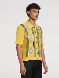 Starburst Button-Down Short-Sleeve Polo