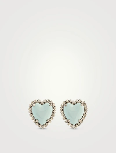 Ovalette Heart Earrings With Crystals