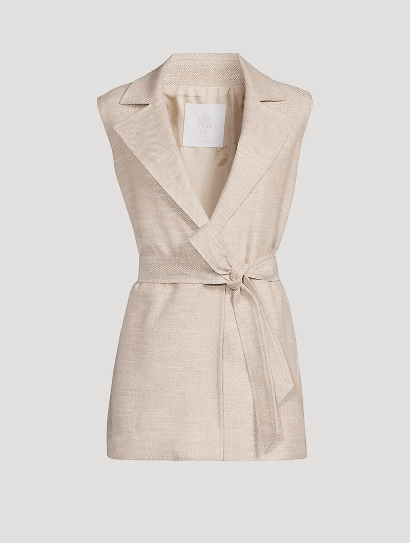 Belted Sleeveless Jacket