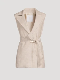 Belted Sleeveless Jacket