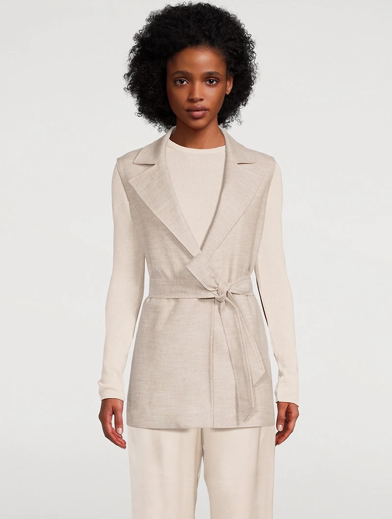 Belted Sleeveless Jacket