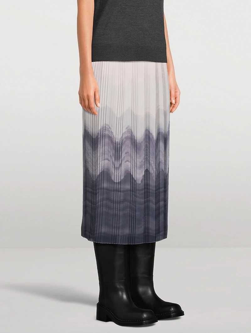 Printed Plissé Skirt