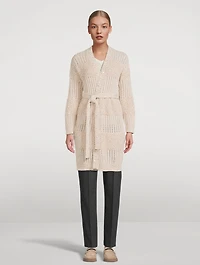 Belted Sequin Knit Cardigan