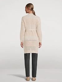 Belted Sequin Knit Cardigan