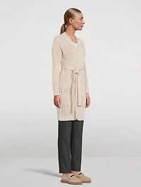 Belted Sequin Knit Cardigan