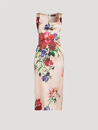 Satin Midi Dress Floral Print