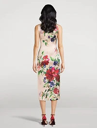 Satin Midi Dress Floral Print