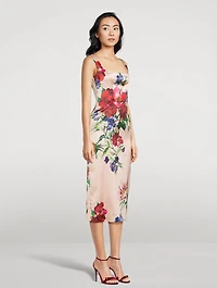 Satin Midi Dress Floral Print