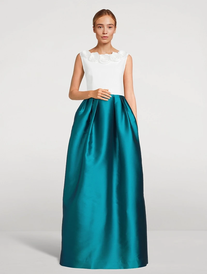 Celega Gown With Floral Appliqué