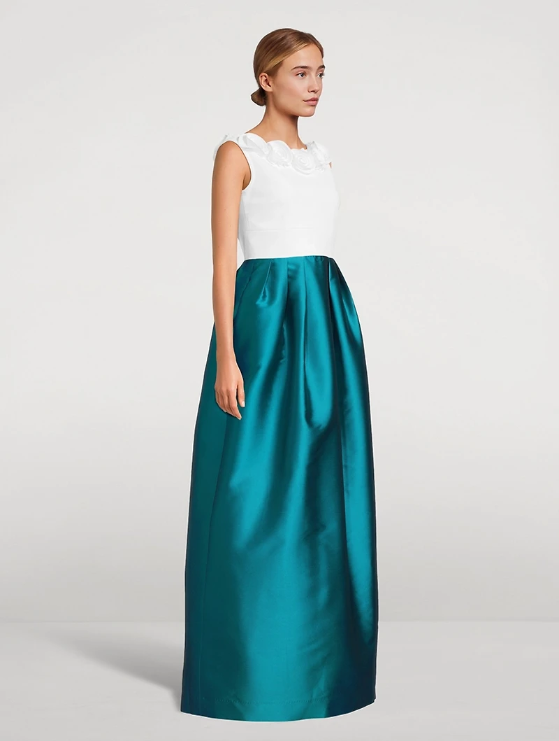 Celega Gown With Floral Appliqué