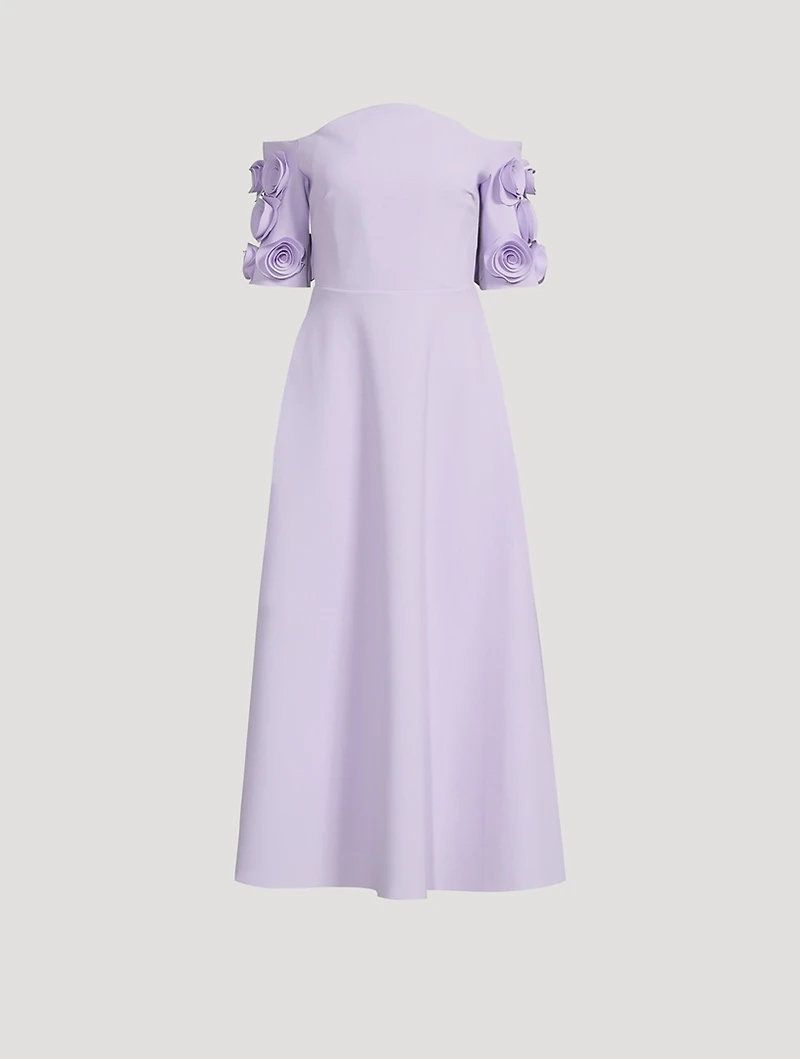 Tschumi Off-The-Shoulder Dress With Floral Appliqué