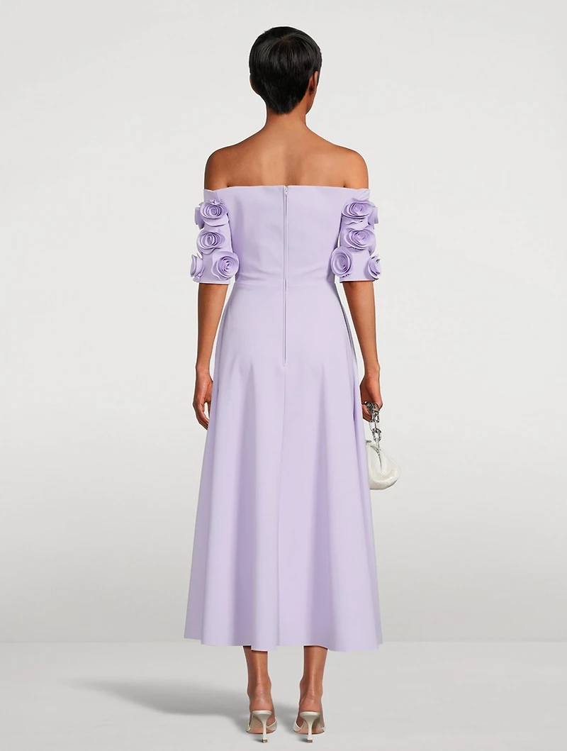 Tschumi Off-The-Shoulder Dress With Floral Appliqué