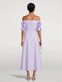Tschumi Off-The-Shoulder Dress With Floral Appliqué