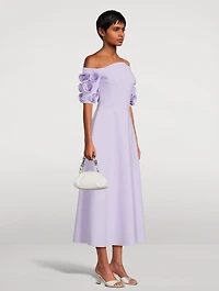 Tschumi Off-The-Shoulder Dress With Floral Appliqué