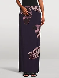 Salvix Maxi Skirt Leopard Orchid Print