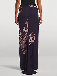 Salvix Maxi Skirt Leopard Orchid Print