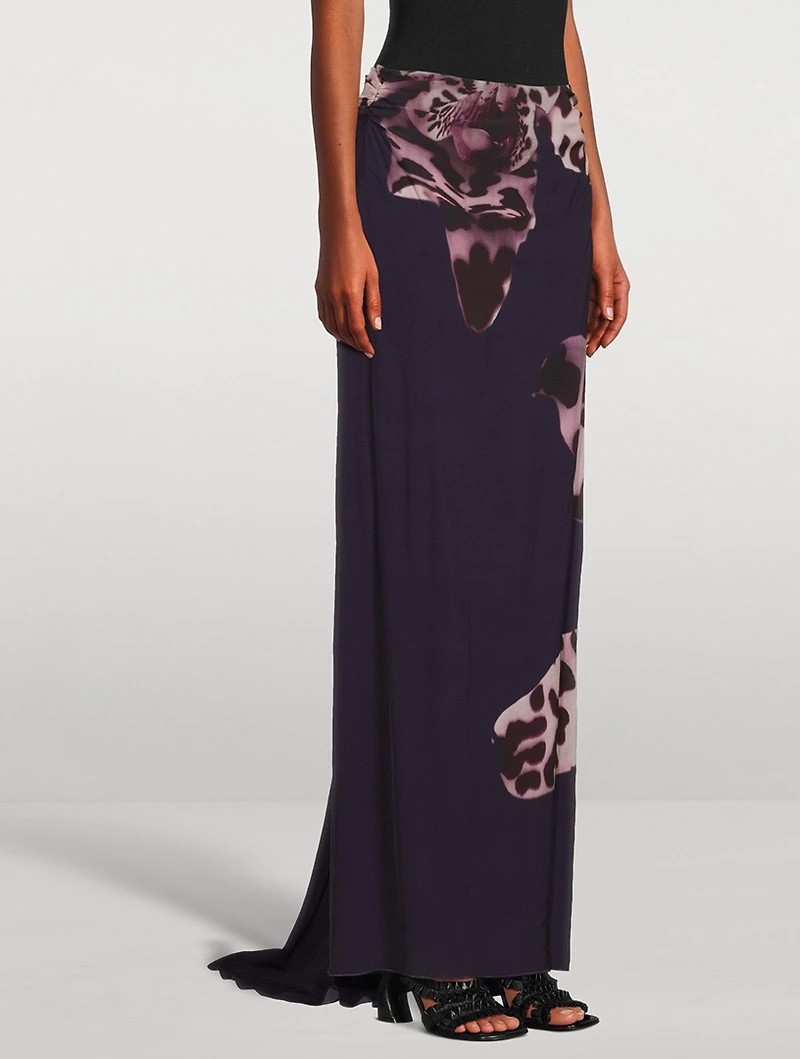Salvix Maxi Skirt Leopard Orchid Print