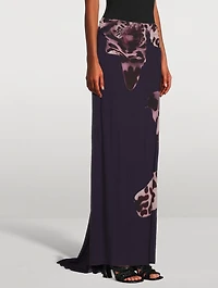 Salvix Maxi Skirt Leopard Orchid Print