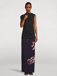 Salvix Maxi Skirt Leopard Orchid Print
