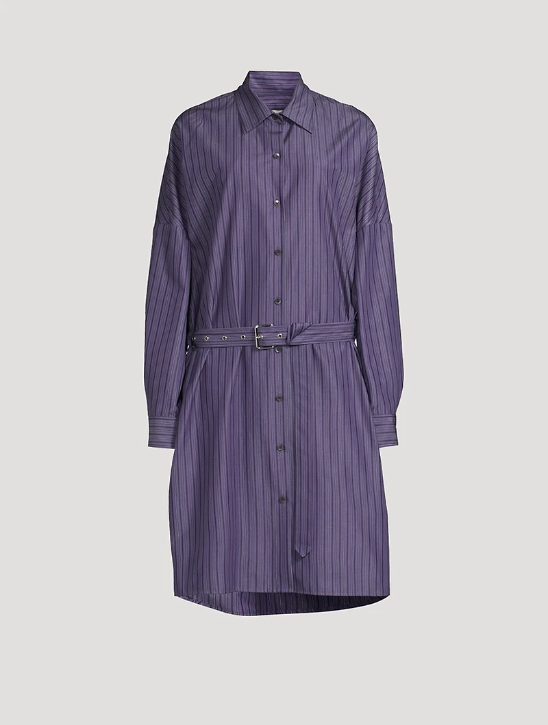 Dindi Belted Poplin Shirt Dress Stripe Print
