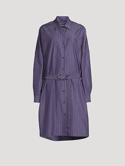Dindi Belted Poplin Shirt Dress Stripe Print