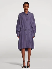 Dindi Belted Poplin Shirt Dress Stripe Print