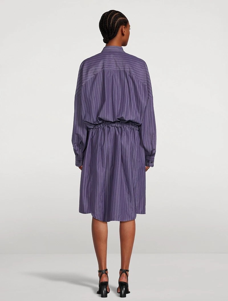 Dindi Belted Poplin Shirt Dress Stripe Print