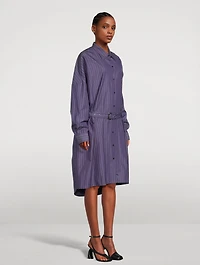 Dindi Belted Poplin Shirt Dress Stripe Print
