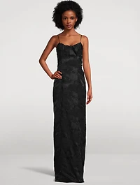 Dirios Floral Jacquard Gown