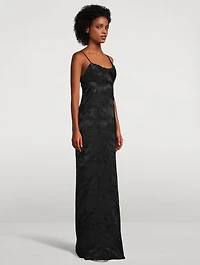Dirios Floral Jacquard Gown