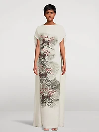 Diria Silk Caftan Orchid Print