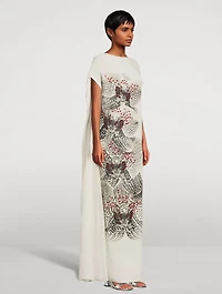 Diria Silk Caftan Orchid Print