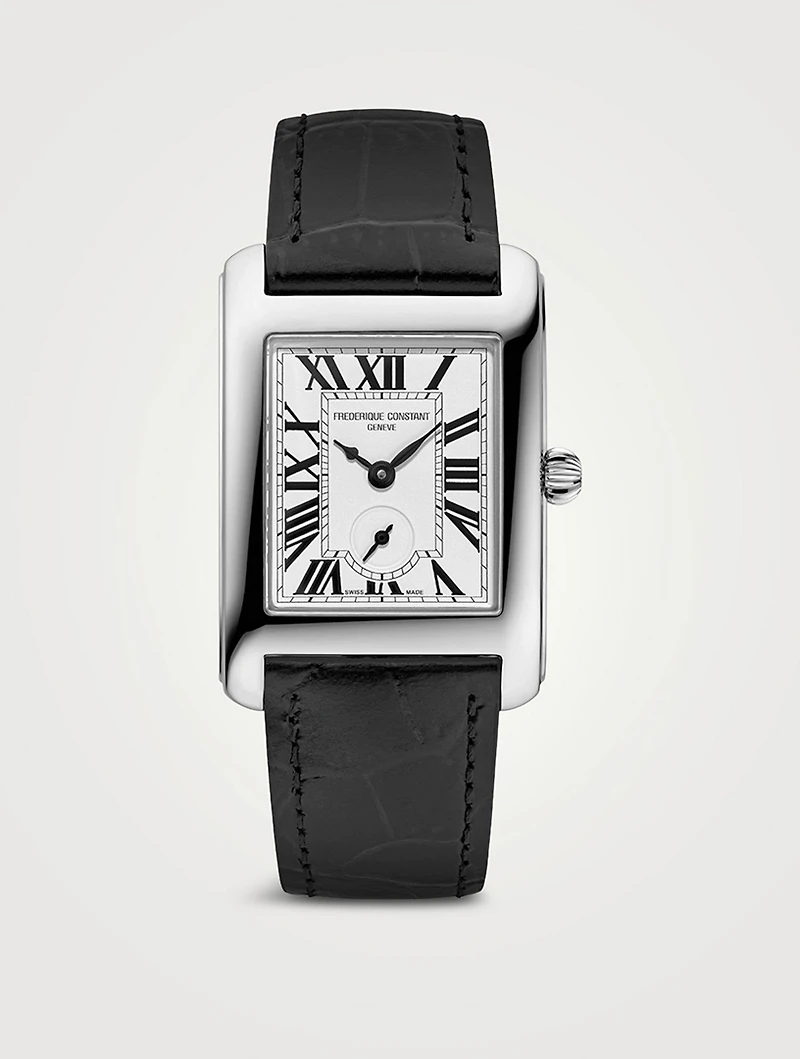 Classics Carrée Stainless Steel Croc-Embossed Leather Strap Watch