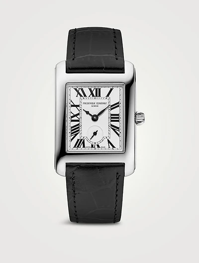 Classics Carrée Stainless Steel Croc-Embossed Leather Strap Watch