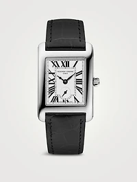 Classics Carrée Stainless Steel Croc-Embossed Leather Strap Watch