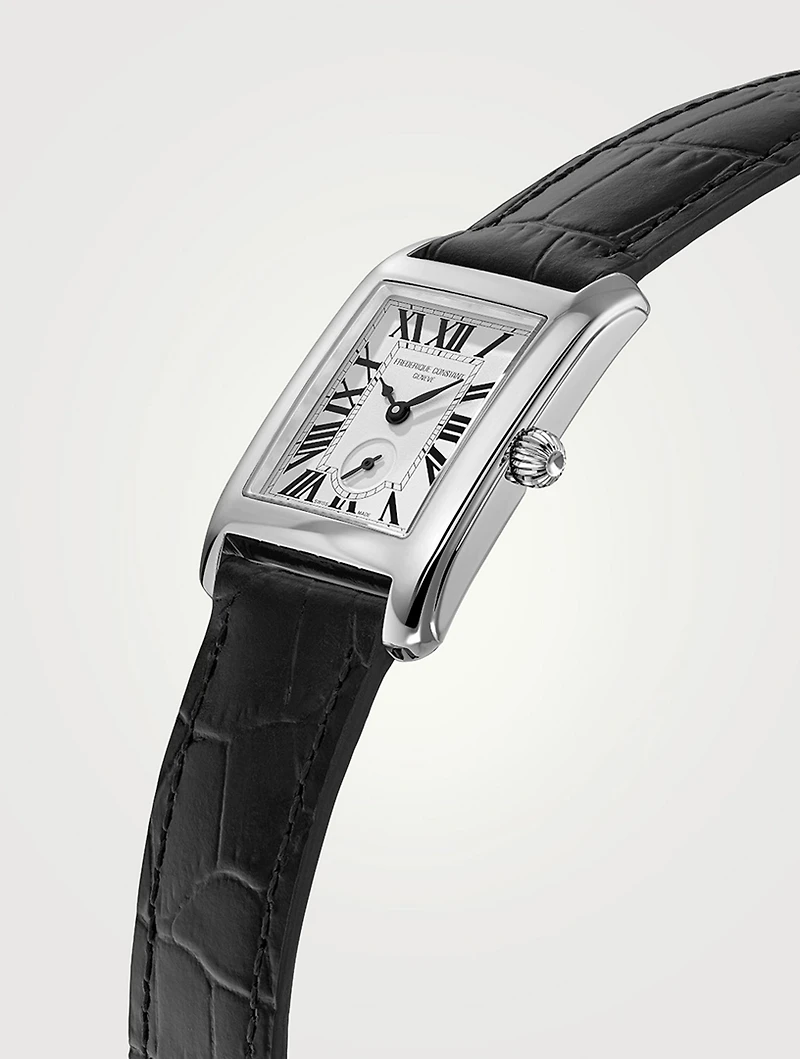 Classics Carrée Stainless Steel Croc-Embossed Leather Strap Watch