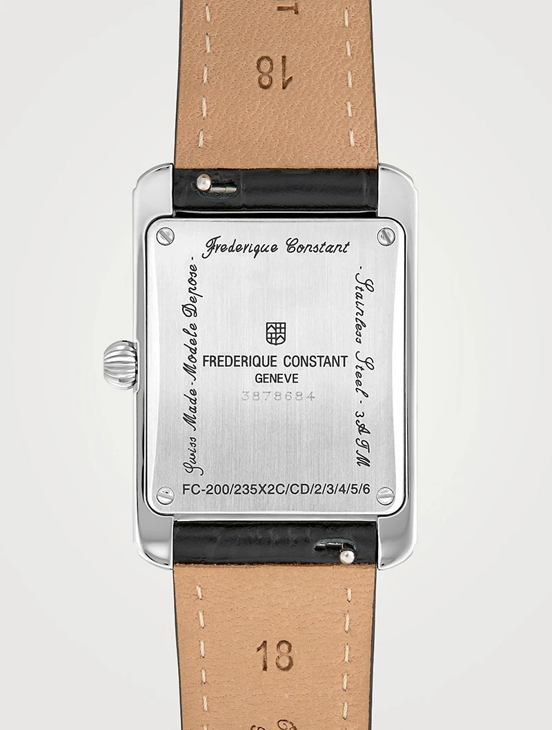 Classics Carrée Stainless Steel Croc-Embossed Leather Strap Watch