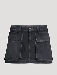 De-Ton Cargo Denim Mini Skirt