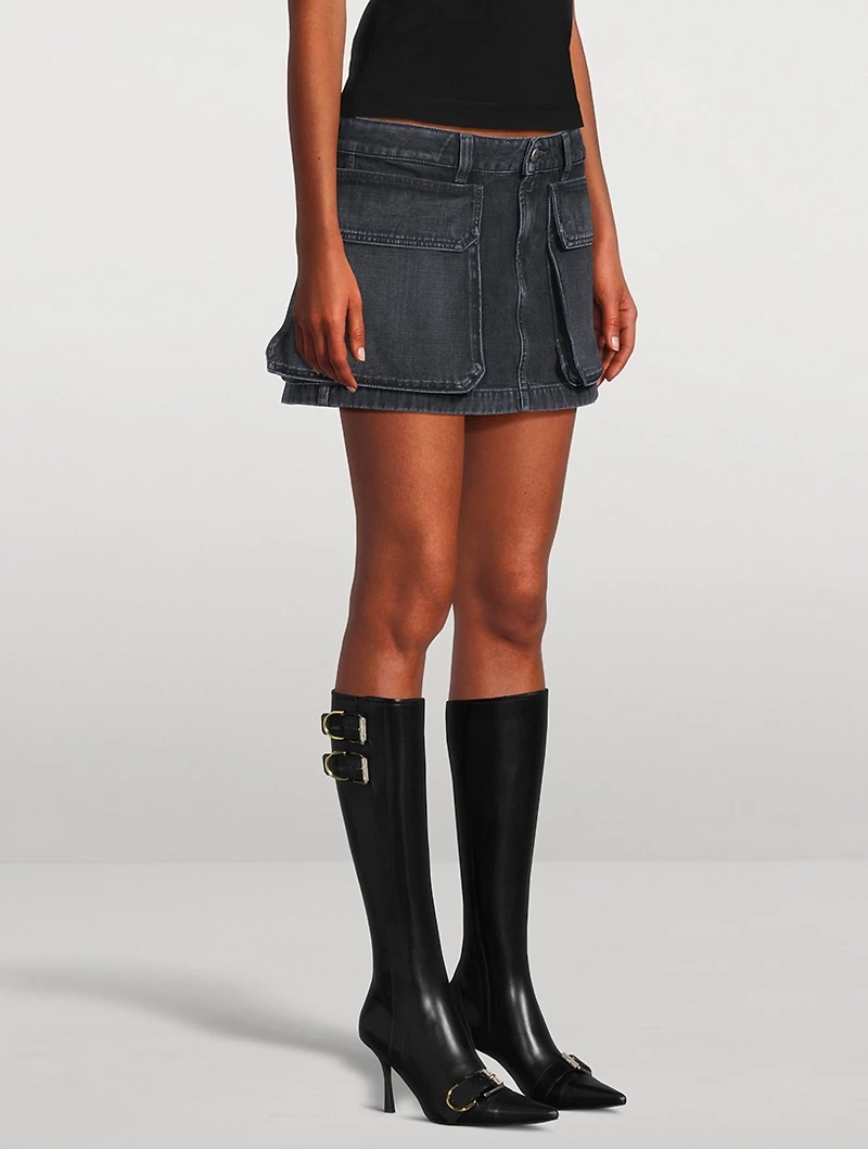De-Ton Cargo Denim Mini Skirt