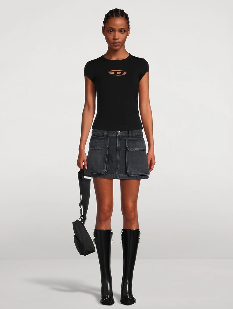 De-Ton Cargo Denim Mini Skirt