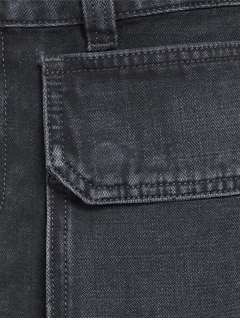De-Ton Cargo Denim Mini Skirt